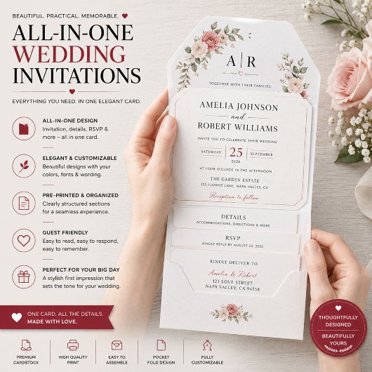 Aangepaste All-in-One Trouw Uitnodiging RSVP