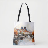 Aangepaste All-Over-Print Canvas tas Praag (Voorkant)