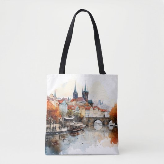 Aangepaste All-Over-Print Canvas tas Praag (Voorkant)