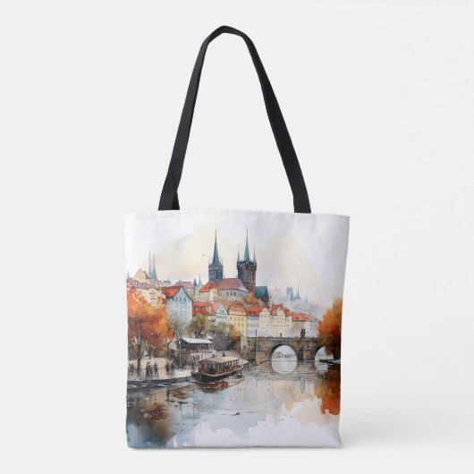 Aangepaste All-Over-Print Canvas tas Praag (Achterkant)