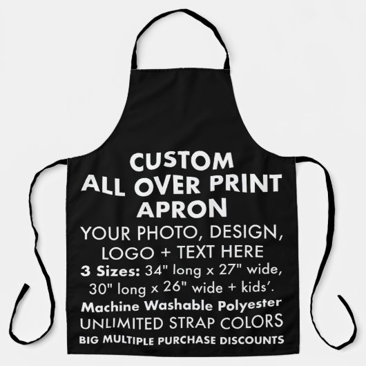 Aangepaste all-over print groot Schort (zwarte voo (Voorkant)