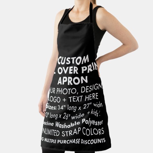 Aangepaste all-over print groot Schort (zwarte voo (Insitu)