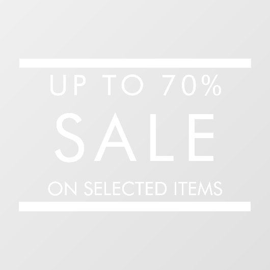 Aangepaste alle tekst bewerkbare verkoop teken voo raamsticker (Vel)