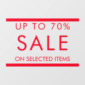 Aangepaste alle tekst bewerkbare verkoop teken voo raamsticker (Vel)