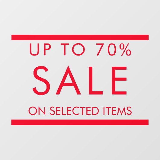 Aangepaste alle tekst bewerkbare verkoop teken voo raamsticker (Vel)