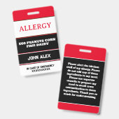 Aangepaste Allergie Alert Chefkaart Badge (Voor- en achterkant)