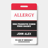 Aangepaste Allergie Alert Chefkaart Badge (Voorzijde)