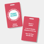 Aangepaste allergiealarm school kinderdagverblijf  badge (Voor- en achterkant)