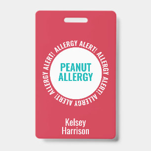 Aangepaste allergiealarm school kinderdagverblijf  badge
