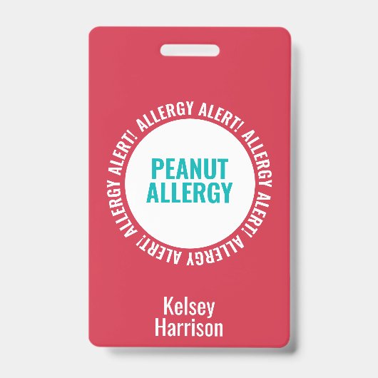 Aangepaste allergiealarm school kinderdagverblijf  badge (Voorzijde)