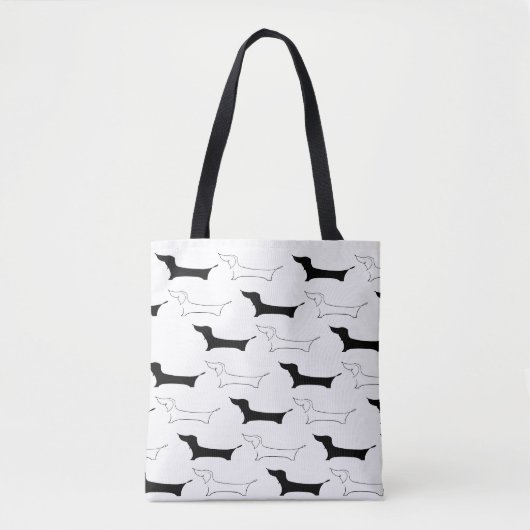 Aangepaste alles-over-afdrukbare Dachshund-Canvas Tote Bag (Voorkant)