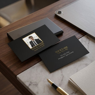Aangepaste Alles Zwart en Goud Beste Luxe Foto Naa Contactkaartje