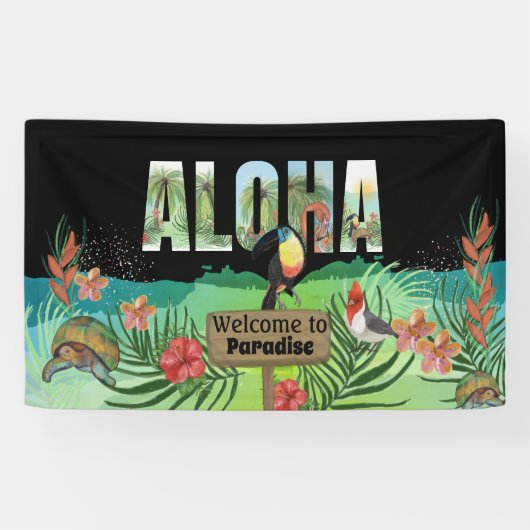 Aangepaste Aloha Tropical Paradise Welkom Banner (Horizontaal)