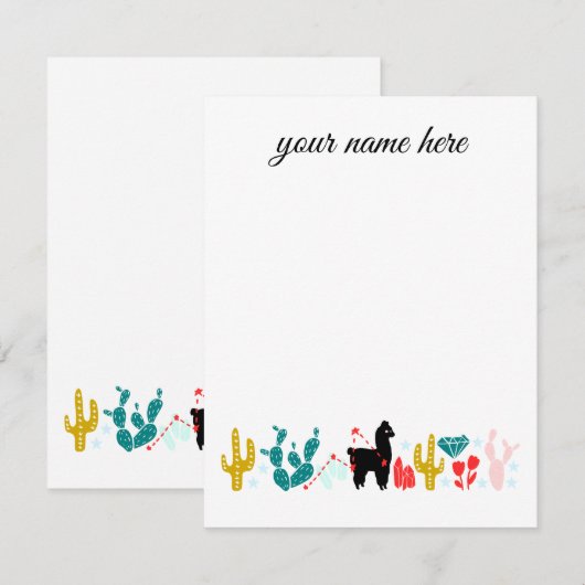 Aangepaste alpaca-notiecards notitiekaartje (Voorkant / Achterkant)