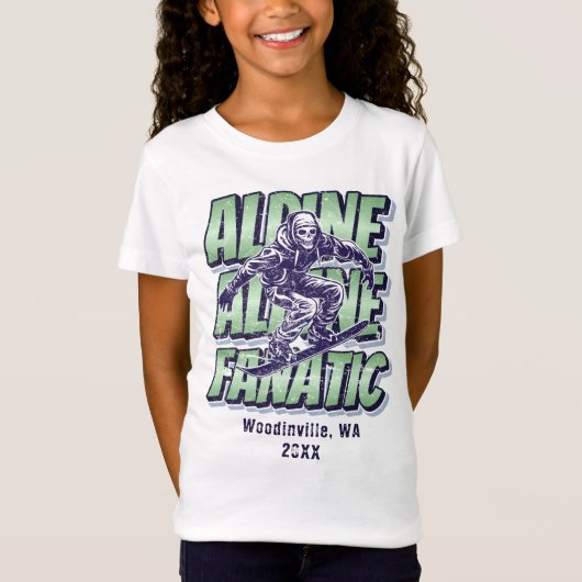 Aangepaste Alpine Snowboarding Locatie Naam T-shirt (Voorkant)