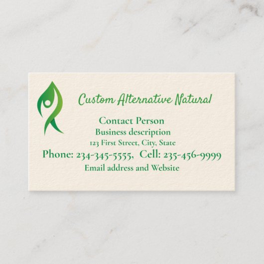 Aangepaste alternatieve natuurlijke gezondheidspij visitekaartje (Voorkant)