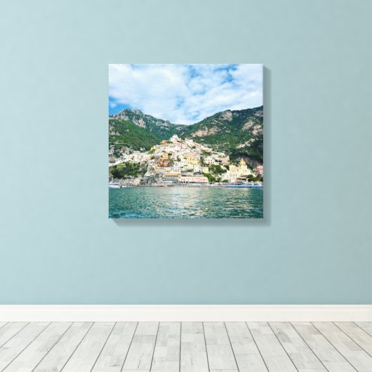 Aangepaste Amalfi kust Positano Italië Canvas Afdruk (Insitu (Houten vloer))