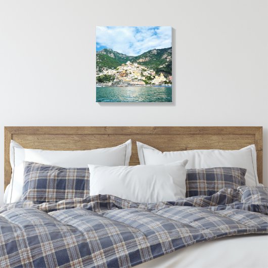 Aangepaste Amalfi kust Positano Italië Canvas Afdruk (Insitu (Slaapkamer))