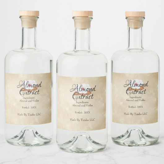 Aangepaste amandel extract olie label gepersonalis likeurfles etiket (Flessen)