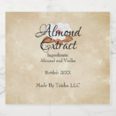 Aangepaste amandel extract olie label gepersonalis likeurfles etiket (Enkel label)