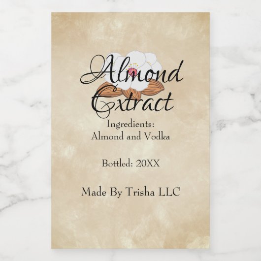 Aangepaste amandel extract olie label gepersonalis wijn etiket (Enkel label)