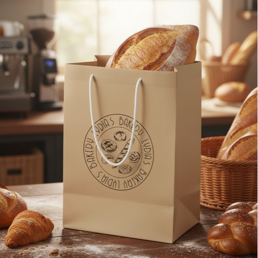 Aangepaste ambachtelijke bakkerijlogo kraft papier medium cadeauzakje