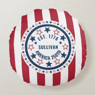 Aangepaste Amerika 250 Vintage Patriottische Vlag Rond Kussen