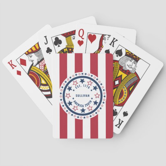 Aangepaste Amerikaanse 250 Vintage Patriottische V Pokerkaarten (Achterkant)