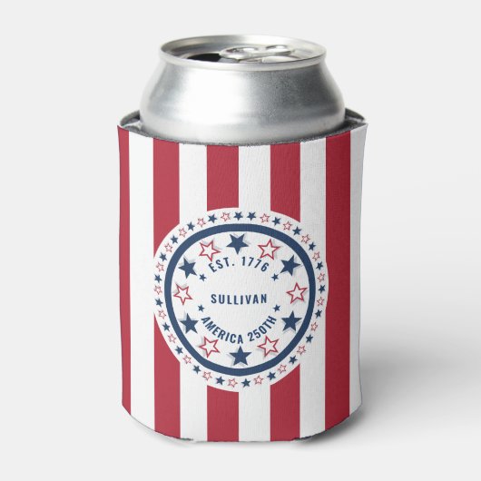 Aangepaste Amerikaanse 250e monogram patriottisch Blikjeskoeler (Blikje Voorkant)