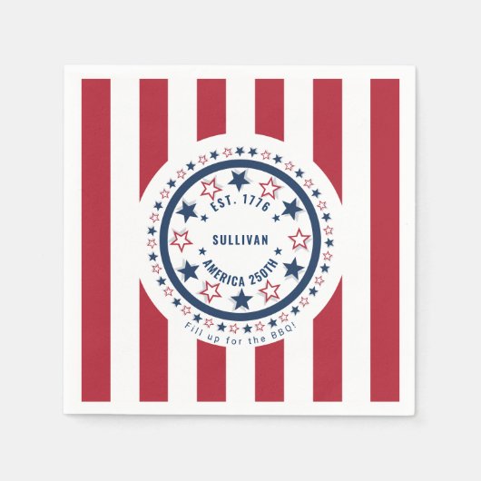Aangepaste Amerikaanse 250e monogram patriottisch Servet (Voorkant)