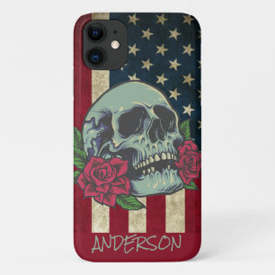 Aangepaste Amerikaanse blauwe schedel Case-Mate iPhone Case
