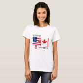 Aangepaste Amerikaanse dubbele vlag CANADA T-shirt (Voorkant volledig)