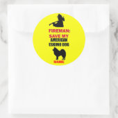 Aangepaste Amerikaanse Eskimo Hond Brandveiligheid Ronde Sticker (Tas)