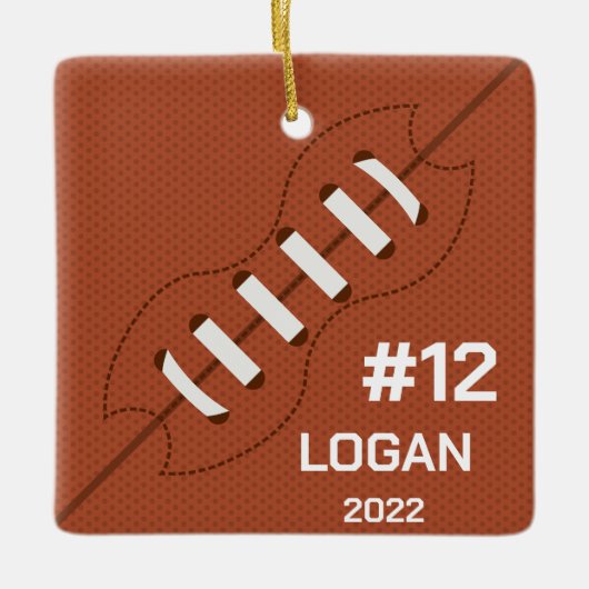 Aangepaste Amerikaanse Football Player met naam en Keramisch Ornament (Voorkant)