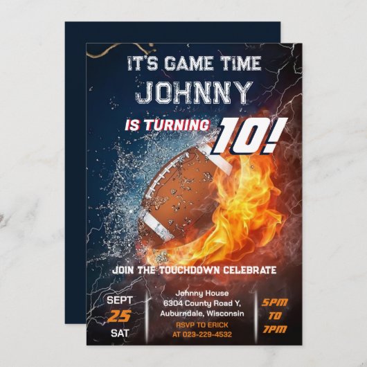 Aangepaste Amerikaanse Football Verjaardagsuitnodi Kaart (Voorkant / Achterkant)