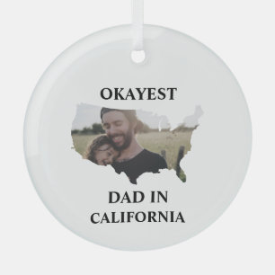 Aangepaste Amerikaanse foto Okayest dad Fathers da Glas Ornament