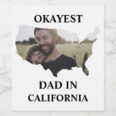 Aangepaste Amerikaanse foto Okayest dad Fathers da Wijn Etiket (Enkel label)