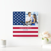 Aangepaste Amerikaanse fotovlag Vierkante Klok (Huis)