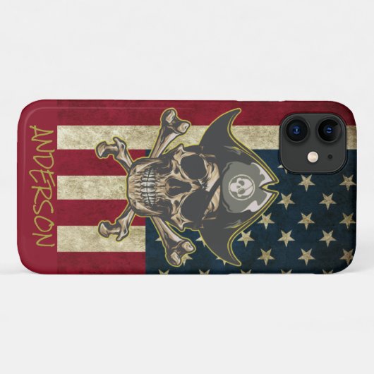 Aangepaste Amerikaanse Golden Skull Case-Mate iPhone Case (Achterkant (horizontaal))