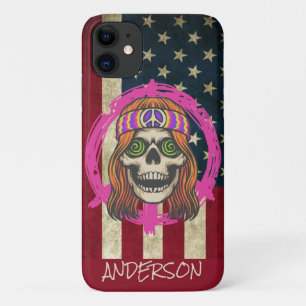 Aangepaste Amerikaanse Hippy Skull Case-Mate iPhone Case