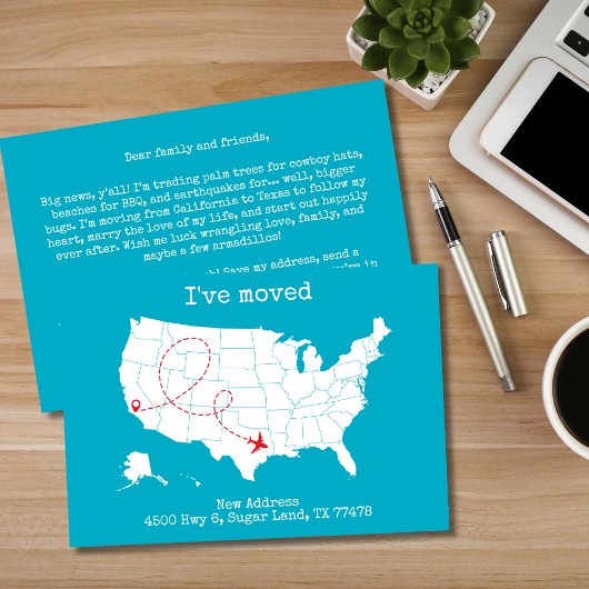 Aangepaste Amerikaanse kaart Turquoise "Ik ben ver