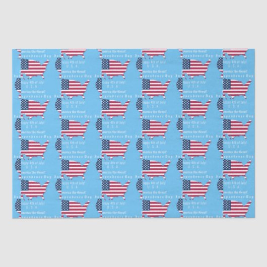 Aangepaste Amerikaanse kaart Vlag Onafhankelijkhei Tissuepapier (Voorkant)