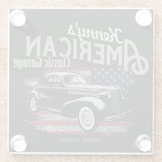 Aangepaste Amerikaanse  klassieke autokleding Glazen Onderzetter (Achterkant)