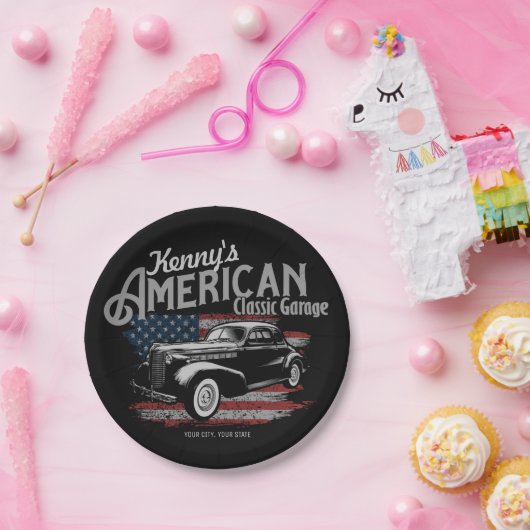Aangepaste Amerikaanse klassieke autokleding Papieren Bordje (Feest)