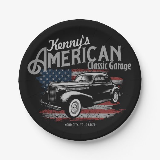 Aangepaste Amerikaanse klassieke autokleding Papieren Bordje (Voorkant)