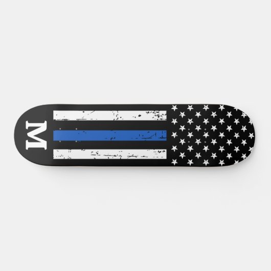Aangepaste Amerikaanse politie vlag met blauwe lij Persoonlijk Skateboard (Horizontaal)