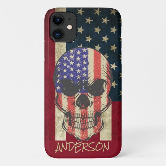 Aangepaste Amerikaanse schedelvlag Case-Mate iPhone Case (Achterkant)