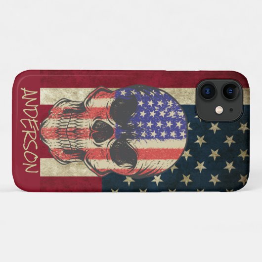 Aangepaste Amerikaanse schedelvlag Case-Mate iPhone Case (Achterkant (horizontaal))