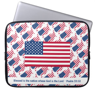 Aangepaste Amerikaanse sterren en stripes patriott Laptop Sleeve