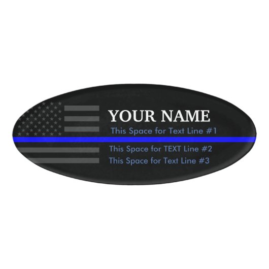 Aangepaste Amerikaanse Thin Blue Line Name Display Naambadge (Voorkant)